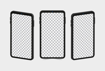 Smartphone front and side mockup on white background