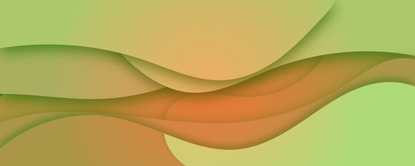 abstract green with orange background with waves	