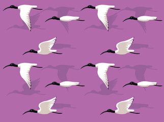 Animal Animation Sequence Australian White Ibis Flying Cartoon Vector Seamless Wallpaper