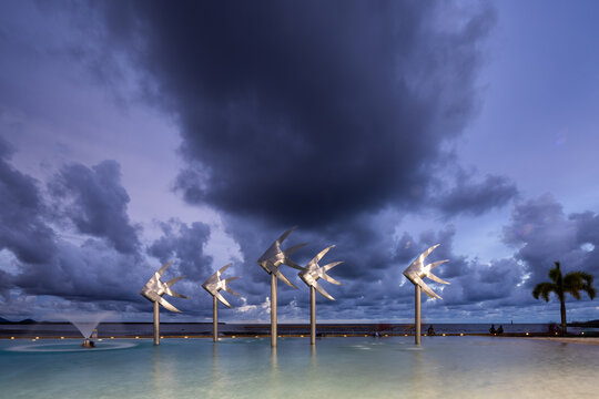 The Cairns Lagoon Swimming Pool In Tropical North Queensland At Sunset