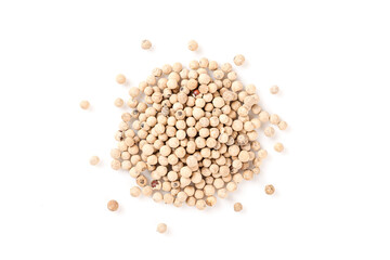 White pepper corn isolated on white background.