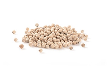 White pepper seeds isolated on white background