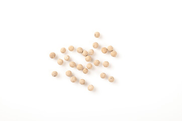 White pepper  seed isolated on white background. Top view