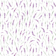 Cute pattern with lavender flowers on a white background. Pattern for textiles, packaging and postcards