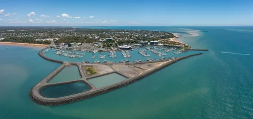 Fotobehang Aerial panoramic views of Hervey Bay marina in Hervey Bay, Queensland, Australia © Michael Evans
