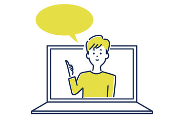 オンラインで会話する男性のイラスト素材