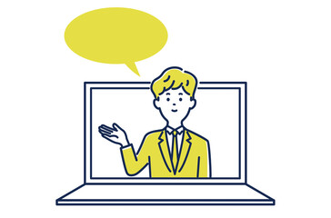 オンラインで会話するビジネスマンのイラスト素材