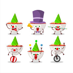 Cartoon character of gyudon with various circus shows