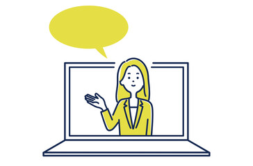 オンラインで会話する女性のイラスト素材