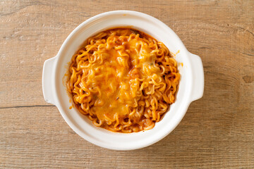spicy instant noodle with cheese