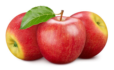 Apple fruits and apple half. Isolated on a white background