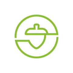 Acorn nut or oak seed logo design, acorn line icon, linear style symbol © logomimi