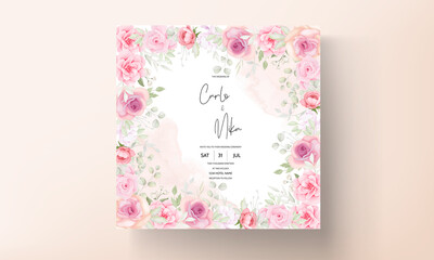 Beautiful soft flower wedding invitation card