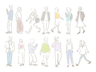 Fototapeta premium 軽いタッチの人物イラスト1