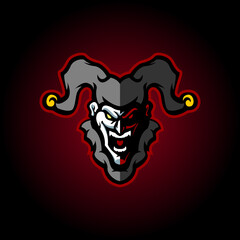 laughing jester mascot logo, smiling clown logo