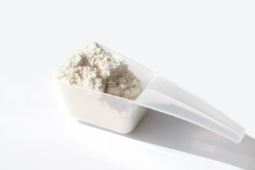 scoop of collagen or protein powder for healthy joints and beautiful skin. whey protein as sport and workout supplement