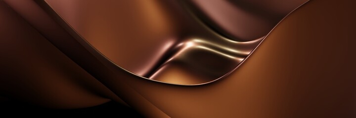 Wave fluid metal gradient 3d rendering background illustration. Soft metallic copper colors