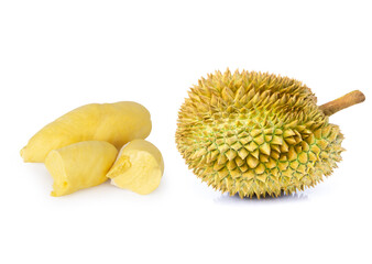 Ripe Durian tropical fruit isolated on white background