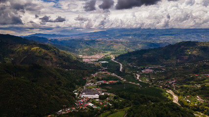 Fototapeta na wymiar Beautiful aerial view of the Orosia Valley in Cartago Costa Rica