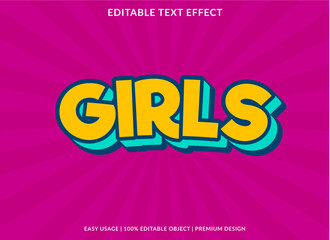 Fototapeta na wymiar girls text effect template design use for business logo and brand