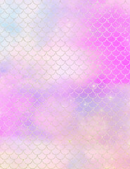 Mermaid Digital Paper, Pastel Rainbow Watercolor Sparkle, Printable Cards Background.