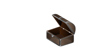vector illustration of vintage wooden chest with an open cover. isolated on white background. Wooden chest, a large treasure chest for storing treasures or items.