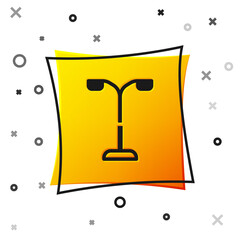 Black Street light system icon isolated on white background. Yellow square button. Vector