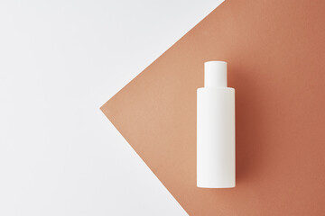 White cosmetics mockup on beige background