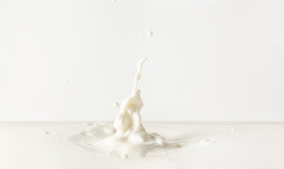 Splashes of tasty milk on white background