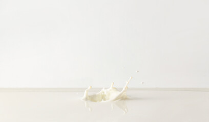 Splashes of tasty milk on white background