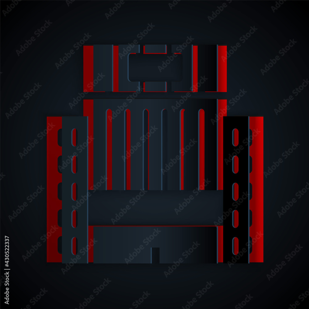 Poster paper cut hotel ukraina building icon isolated on black background. paper art style. vector