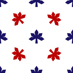 Blue and red Chestnut leaf icon isolated seamless pattern on white background. Vector