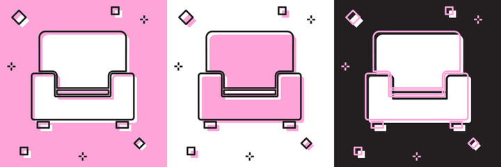 Set Armchair icon isolated on pink and white, black background. Vector