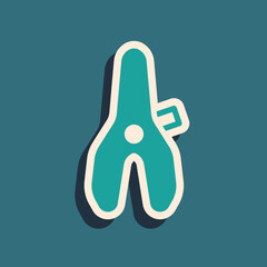 Green Bicycle seat icon isolated on green background. Bicycle saddle. Long shadow style. Vector