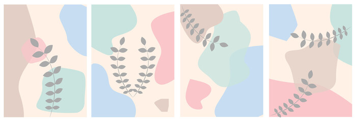 Abstract posters art set with pastel color style.