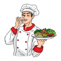 Cartoon chef gesture delicious, illustration vector cartoon