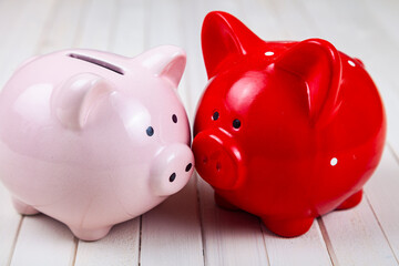 Pink and red pig piggy bank