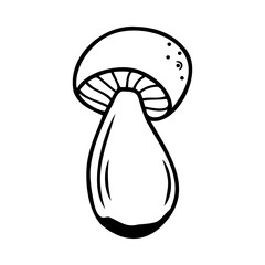 Hand drawn mushroom isolated on a white background. Doodle, simple outline illustration. It can be used for decoration of textile, paper.