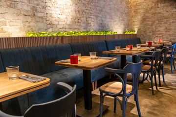 Interior of a modern cozy french restaurant