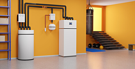 3D illustration with the heating system