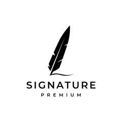 signature feather quill logo vector icon illustration