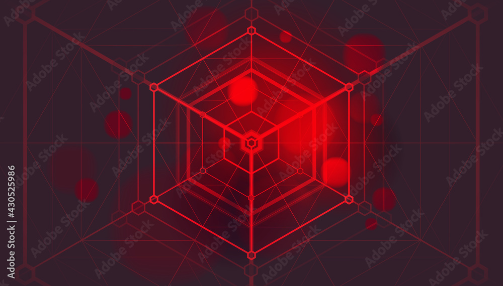 Poster abstract digital technology and connection geometric lines on background. digital data visualization