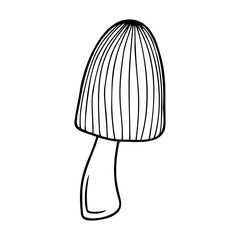 Hand drawn mushroom isolated on a white background. Doodle, simple outline illustration. It can be used for decoration of textile, paper.