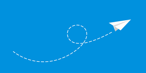 Vector paper airplane. Travel, route symbol. Set of vector illustration of hand drawn paper plane.