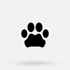 Vector illustration. Leopard paw prints logo. Black on white background. Animal paw print with claws.