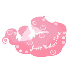 Mother's day love carnation parent-child silhouette premium vector