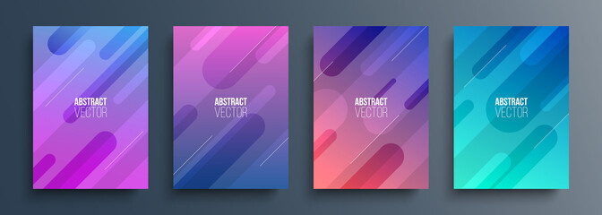 Cover templates with dynamic lines. Futuristic abstract background with soft color gradient for your graphic design. Vector illustration. - obrazy, fototapety, plakaty