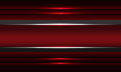 Abstract red metallic silver line banner shadow design modern luxury futuristic background vector illustration.