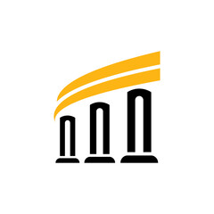 Pillar flat logo template ready for use, suitable for law symbol, justice icon, building construction, old architecture, university and others