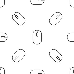 Black Computer mouse icon isolated on white background. Optical with wheel symbol. Yellow square button. Vector